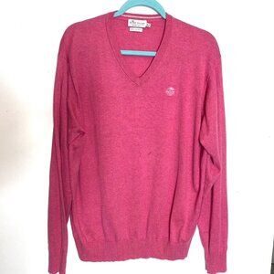 Peter Millar Crown Soft Silk Blend Golf Sweater LIght Red/Dark Pink Tree Mens L‎